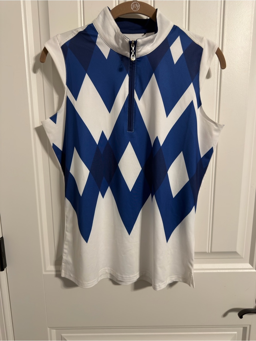 San Soleil Sleeveless Golf Shirt. Blue/White. Women's Size M